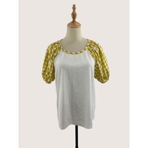 Sunday in Brooklyn Yellow Gingham Sleeve Top, Size L